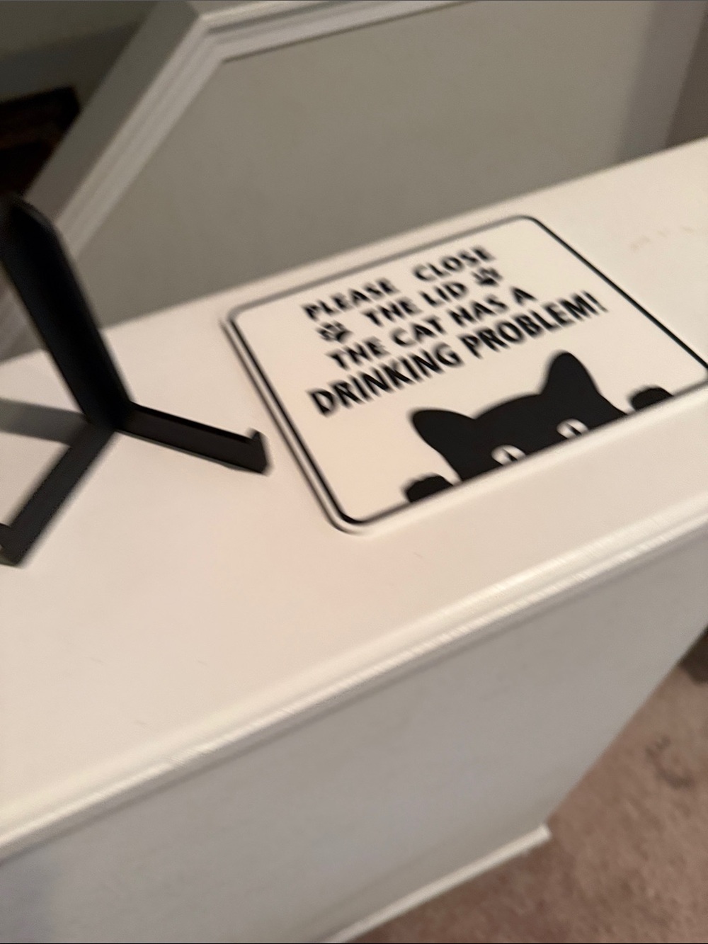 Cat Drinking Problem Sign - White and Black - Picture 3 of 5
